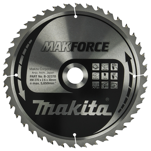 Cirkelzaagblad Hm Makita - 270X2.6X30MM 40T ATB