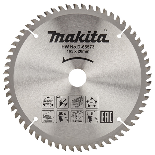 Cirkelzaagblad Hm Makita - 165X2.2X20MM 60T TCG