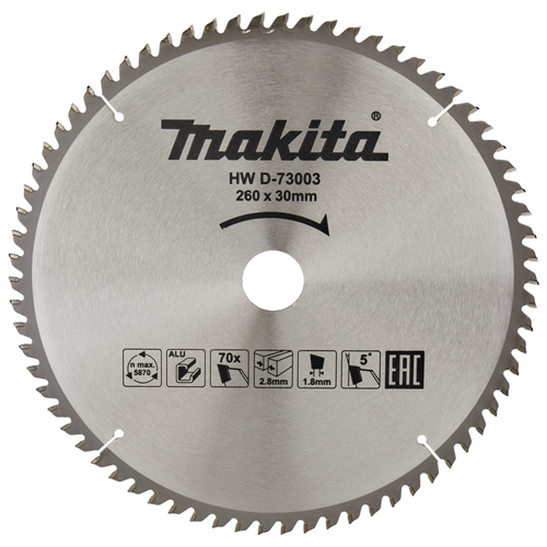Cirkelzaagblad Hm Makita - 260X2.8X30MM 70T TCG