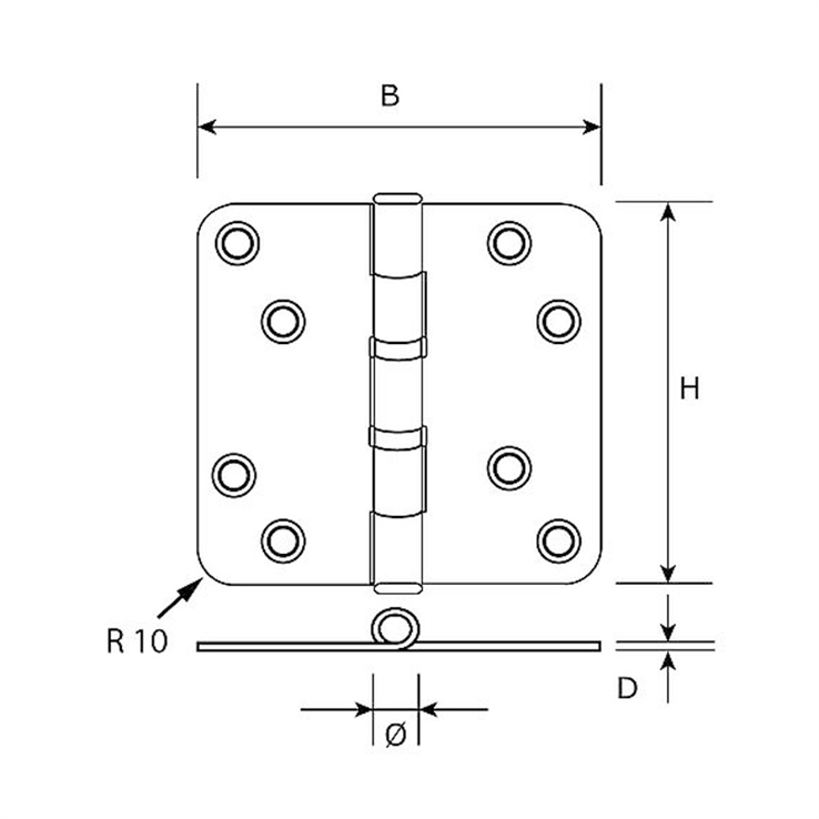 kogellagerscharnier rvs dx