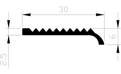 Trapkantprofiel Aluminium Brute - 30X 6X2.5MM 3M