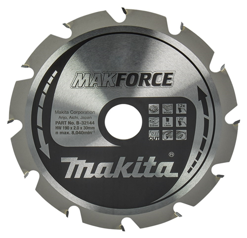 Cirkelzaagblad Hm Makita - 190X2X30MM 12T FTG