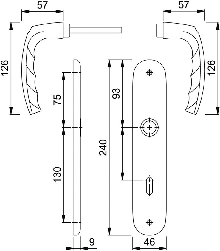 deurkrukgarnituur aluminium f1 hoppe