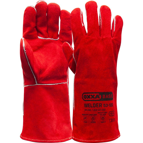 Lashandschoenen Splitleder Oxxa - ROOD 5 VINGERS  10-XL 350MM