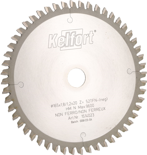 Cirkelzaagblad Hm Kelfort - 165X1.8X20MM 52TF NEGATIEF