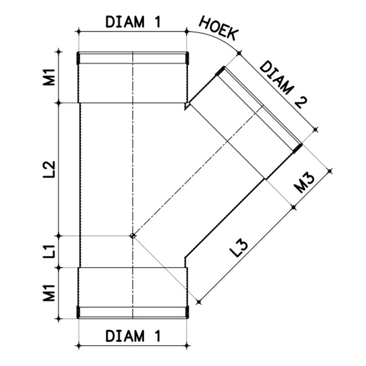T-stuk pvc grijs rwa