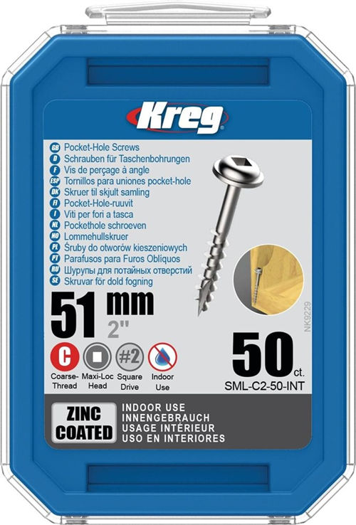 Pockethole Schroef Verzinkt Kreg - 51MM MAXI-LOC SQDR2