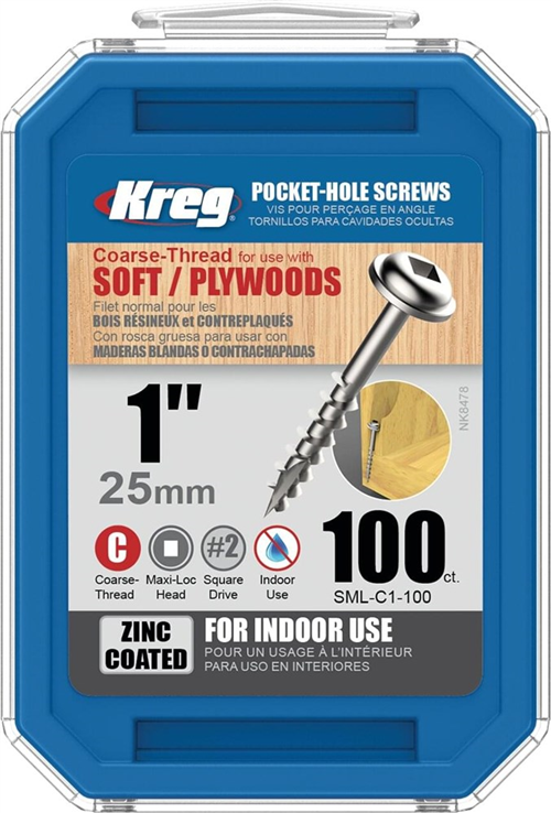 Pockethole Schroef Verzinkt Kreg - 25MM MAXI-LOC SQDR2