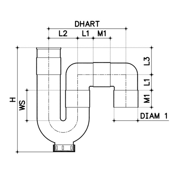 sifon universeel pvc rwa grijs