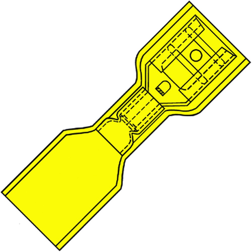 Kabelschoen Vlakstekerhuls Waterd. Geel - 6.3X0.8MM  4.0-6.0MM2