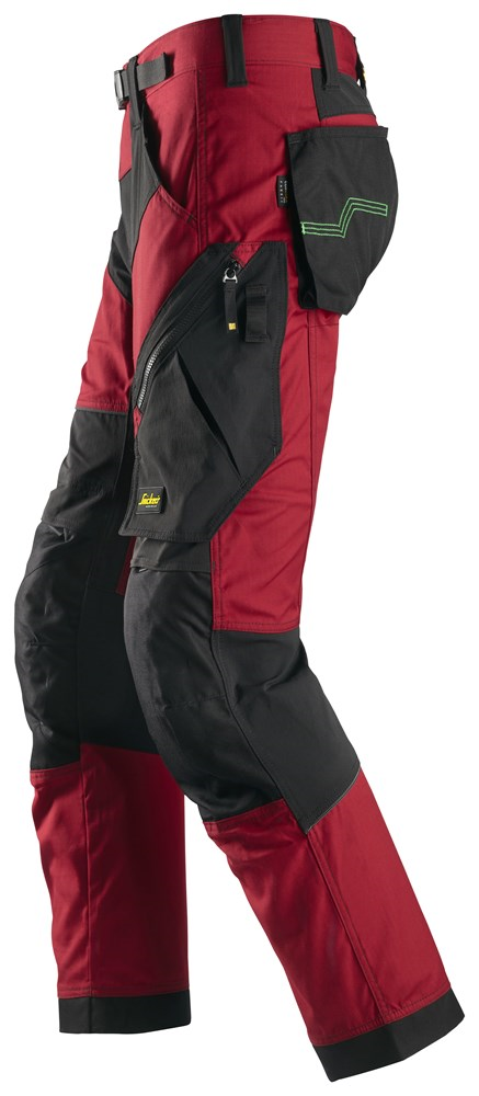 Werkbroek Flexiwork+ Stretch Snickers - 6903 CHILI ROOD/ZWART 046