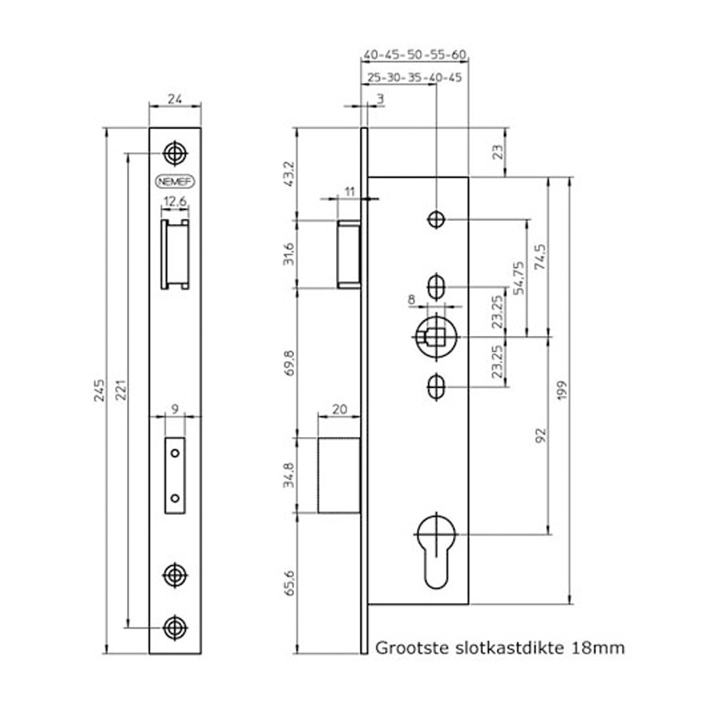 veiligheidssmaldeurslot insteek nemef-6