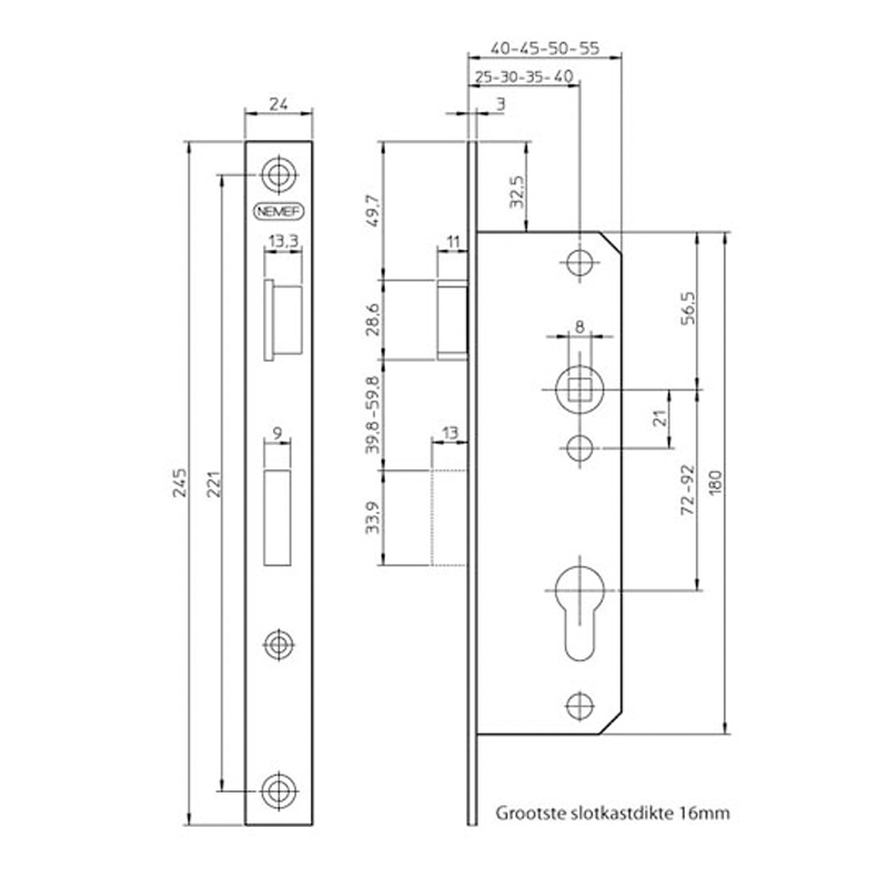 smaldeurslot insteek d&n pc nemef-6
