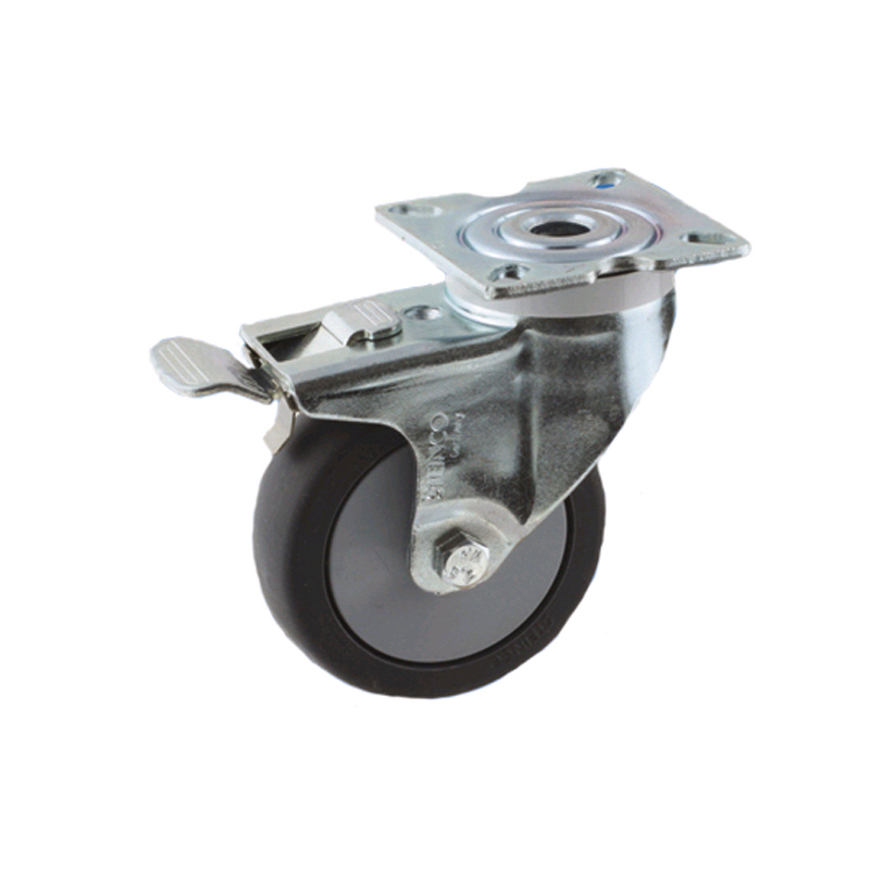 zwenkwiel zwart rubber met rem