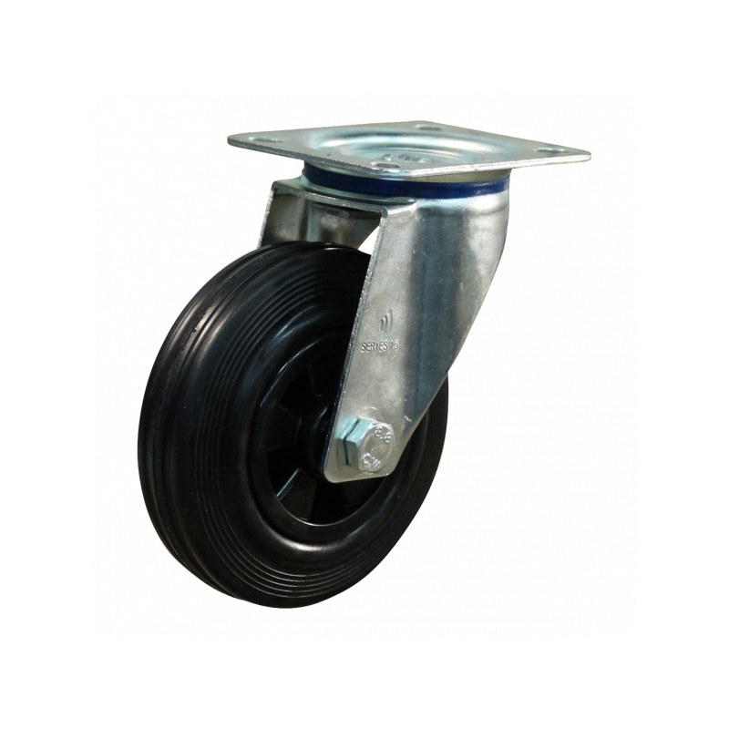 zwenkwiel zwart volrubber