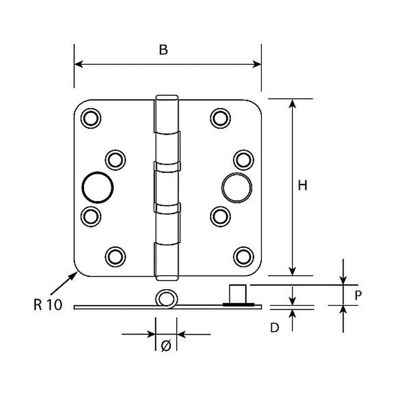 vh-kogellagerscharnier rvs dx-5