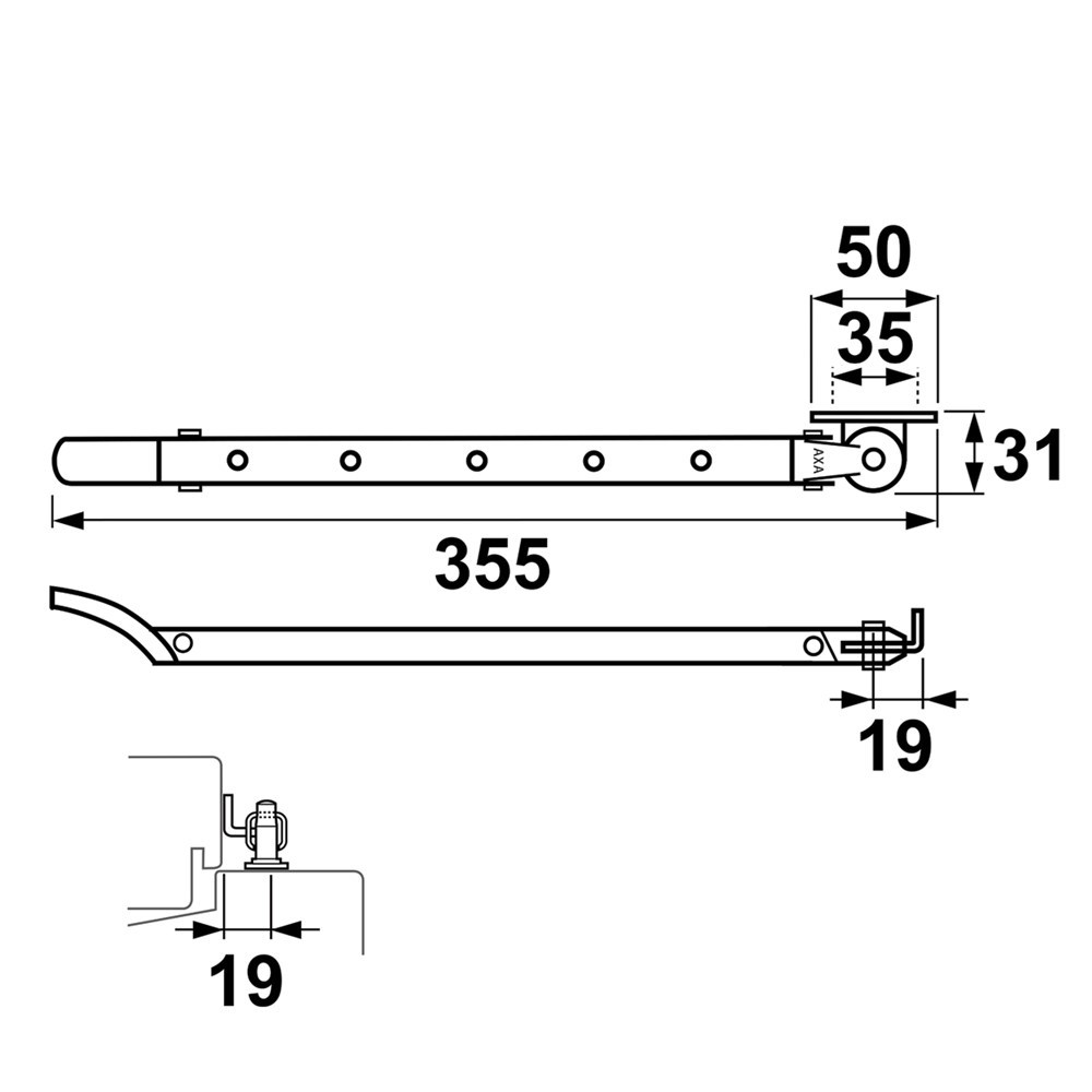 raamuitzetter rvs/zwart axa-5
