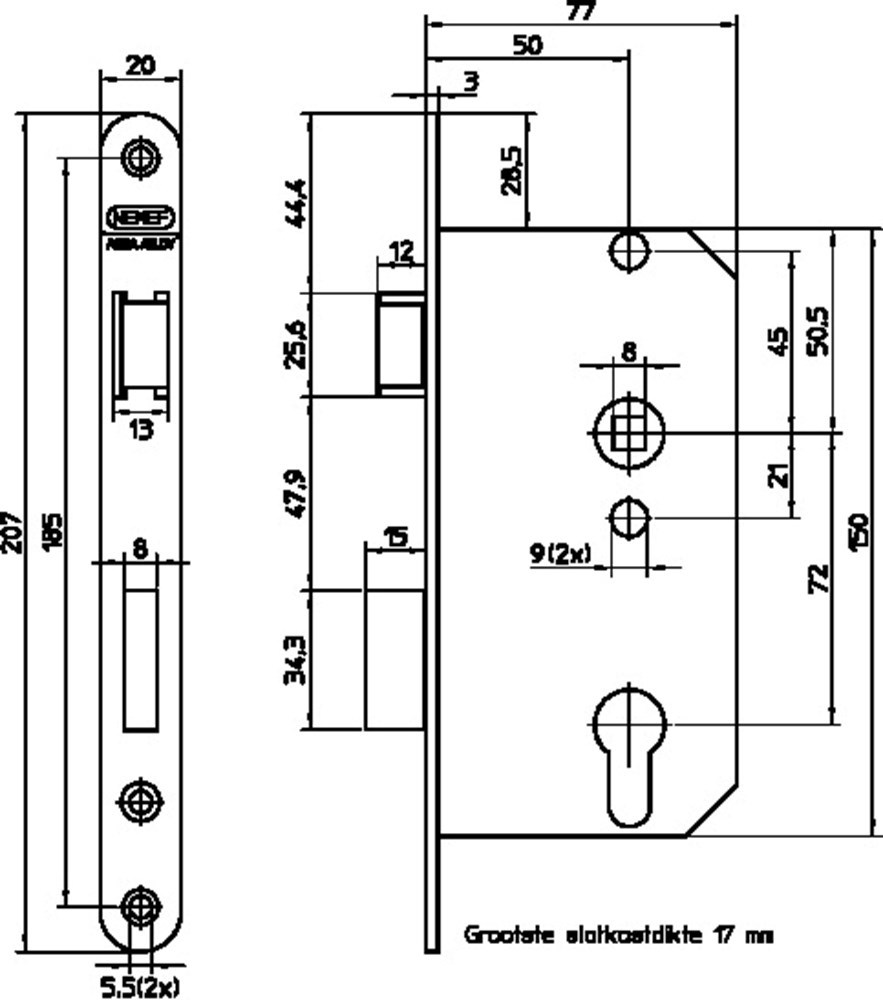 deurslot insteek d&n pc nemef-3