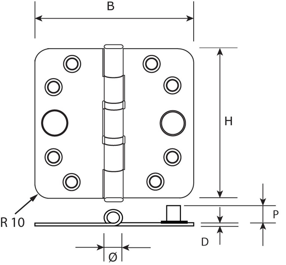 vh-kogellagerscharnier rvs dx-4
