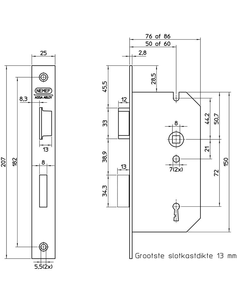 deurslot insteek d&n klavier nemef-3