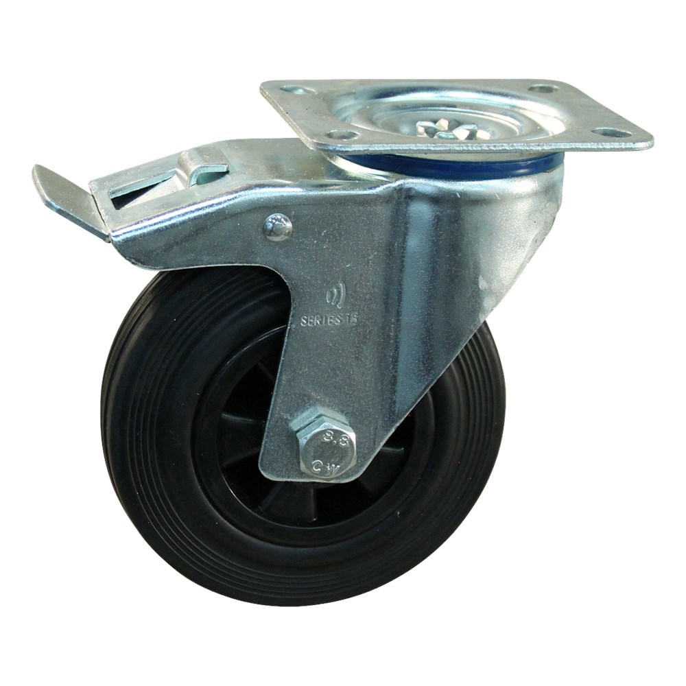 zwenkwiel zwart rubber met rem-3