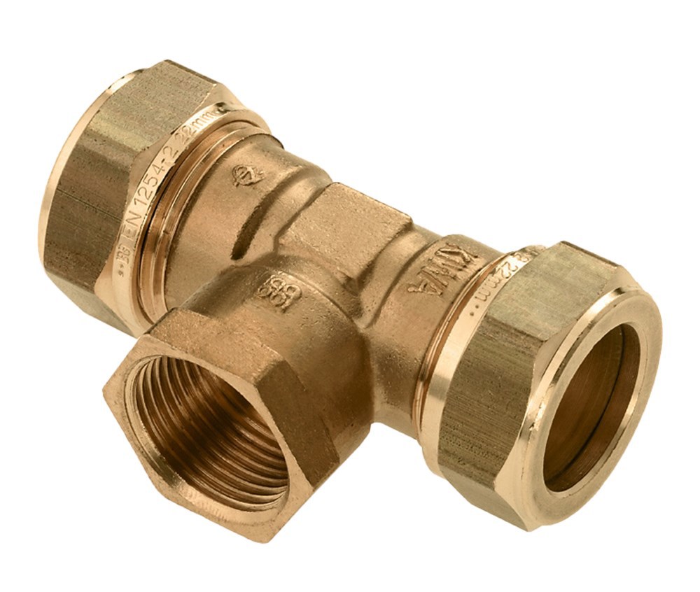 knel verloop t-stuk messing