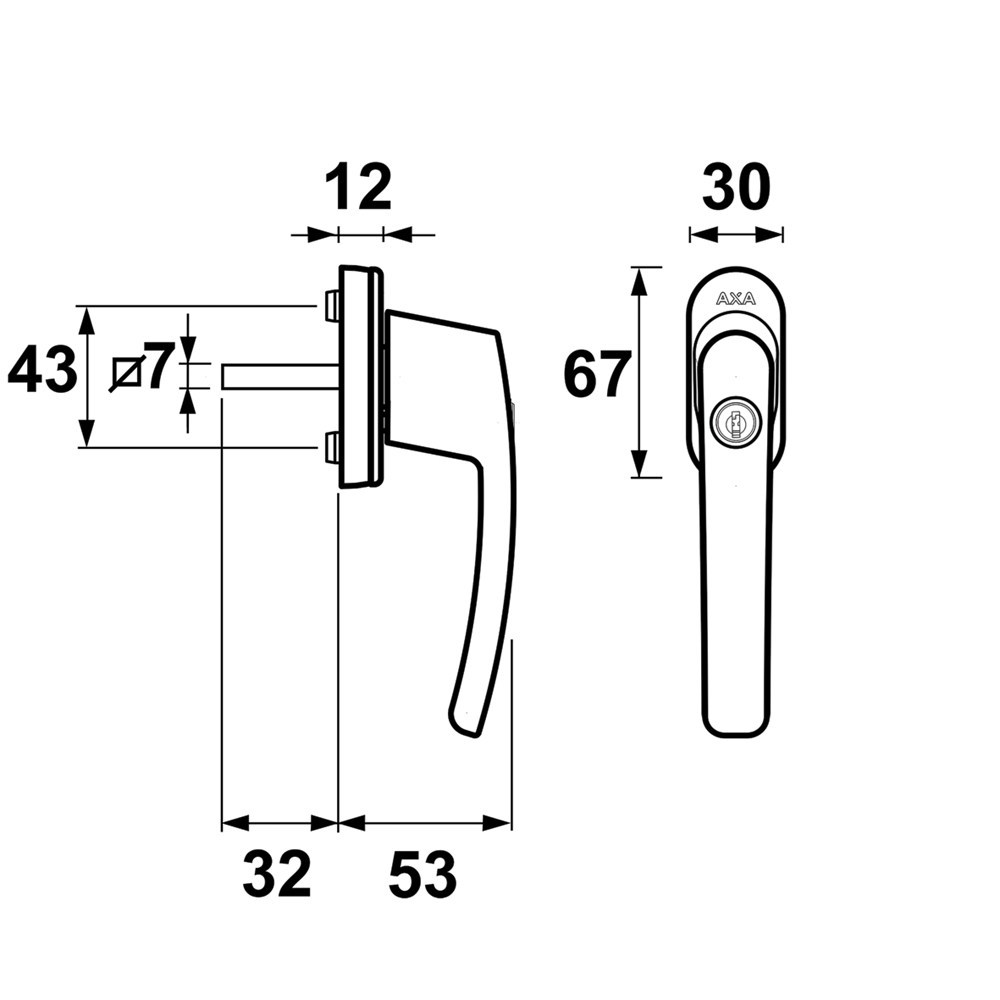 raamkruk recht aluminium f1 axa-6
